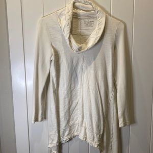 3/4 sleeve cowl neck long tunic shirt